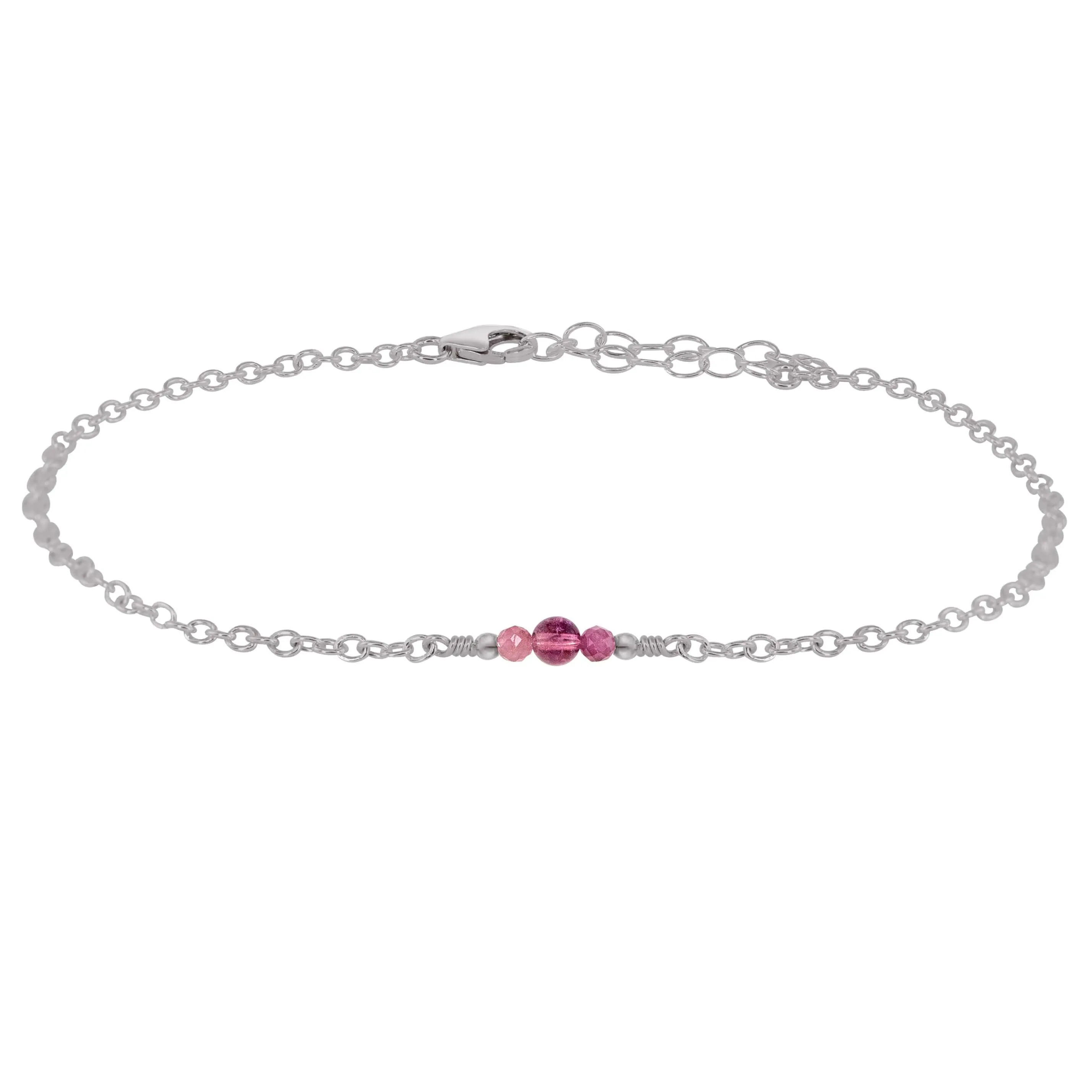 Dainty Pink Tourmaline Gemstone Anklet