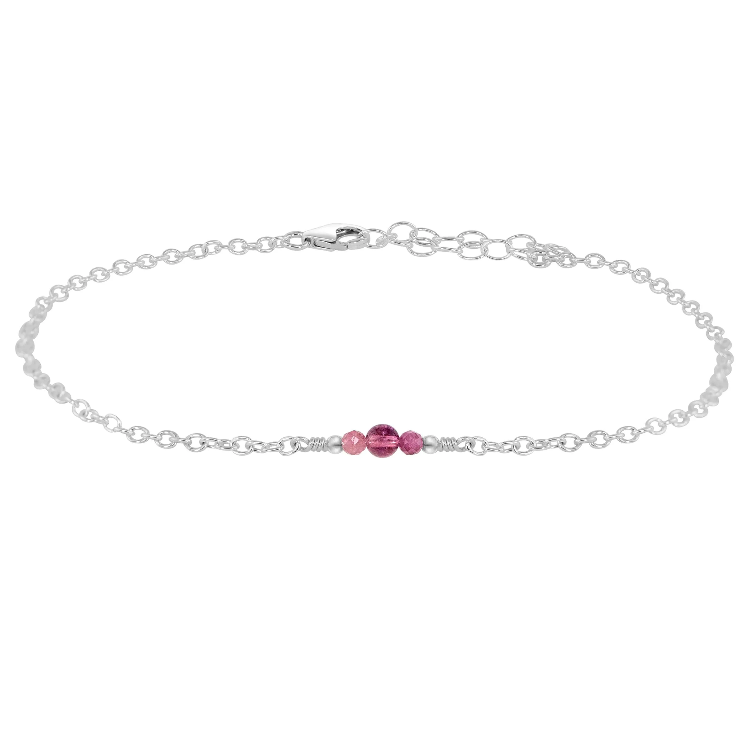 Dainty Pink Tourmaline Gemstone Anklet