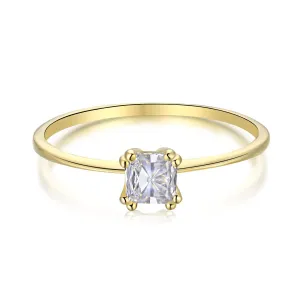 Dainty Square Princess Cut Solitaire Promise Ring - Gold