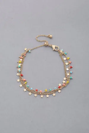 Dainty Star Charm Beaded Dangle Bracelet