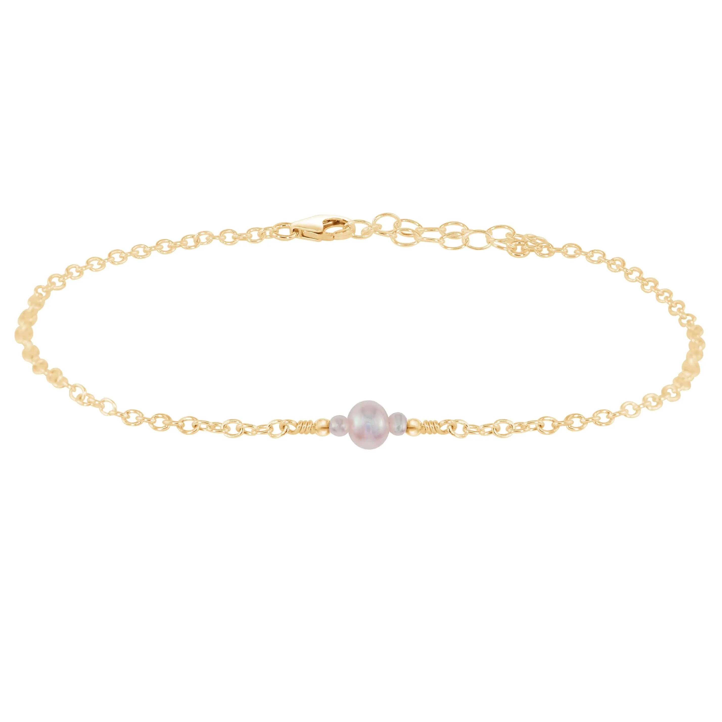 Dainty White Freshwater Pearl Gemstone Anklet