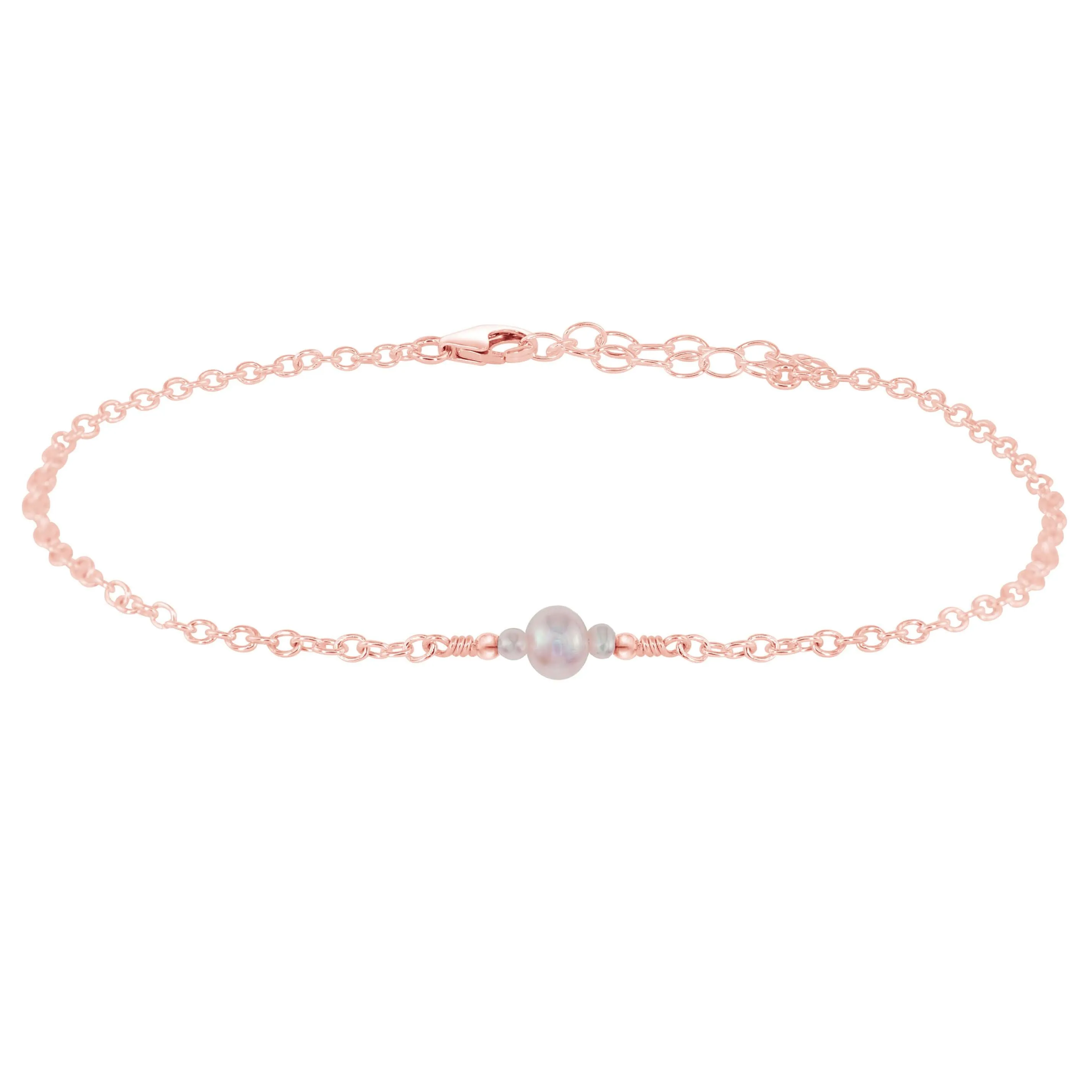 Dainty White Freshwater Pearl Gemstone Anklet
