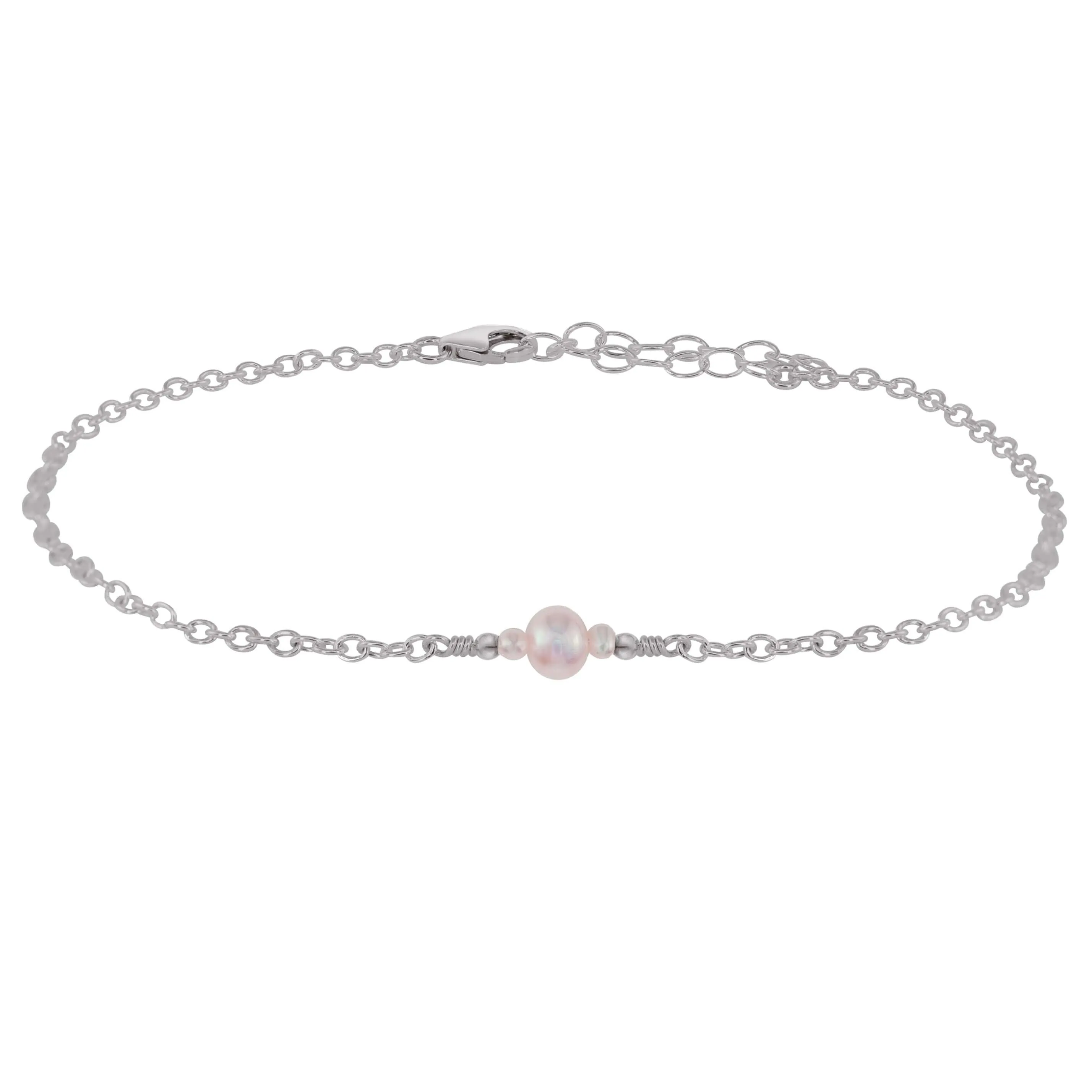 Dainty White Freshwater Pearl Gemstone Anklet