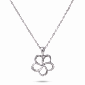 18" Plumeria Pendant Necklace in Sterling Silver - 15mm Romantic Date