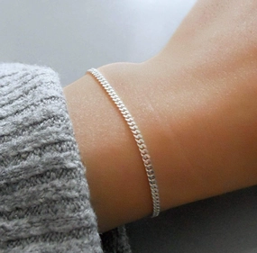 Noble Style Dainty Sterling Silver Gourmet Chain Bracelet