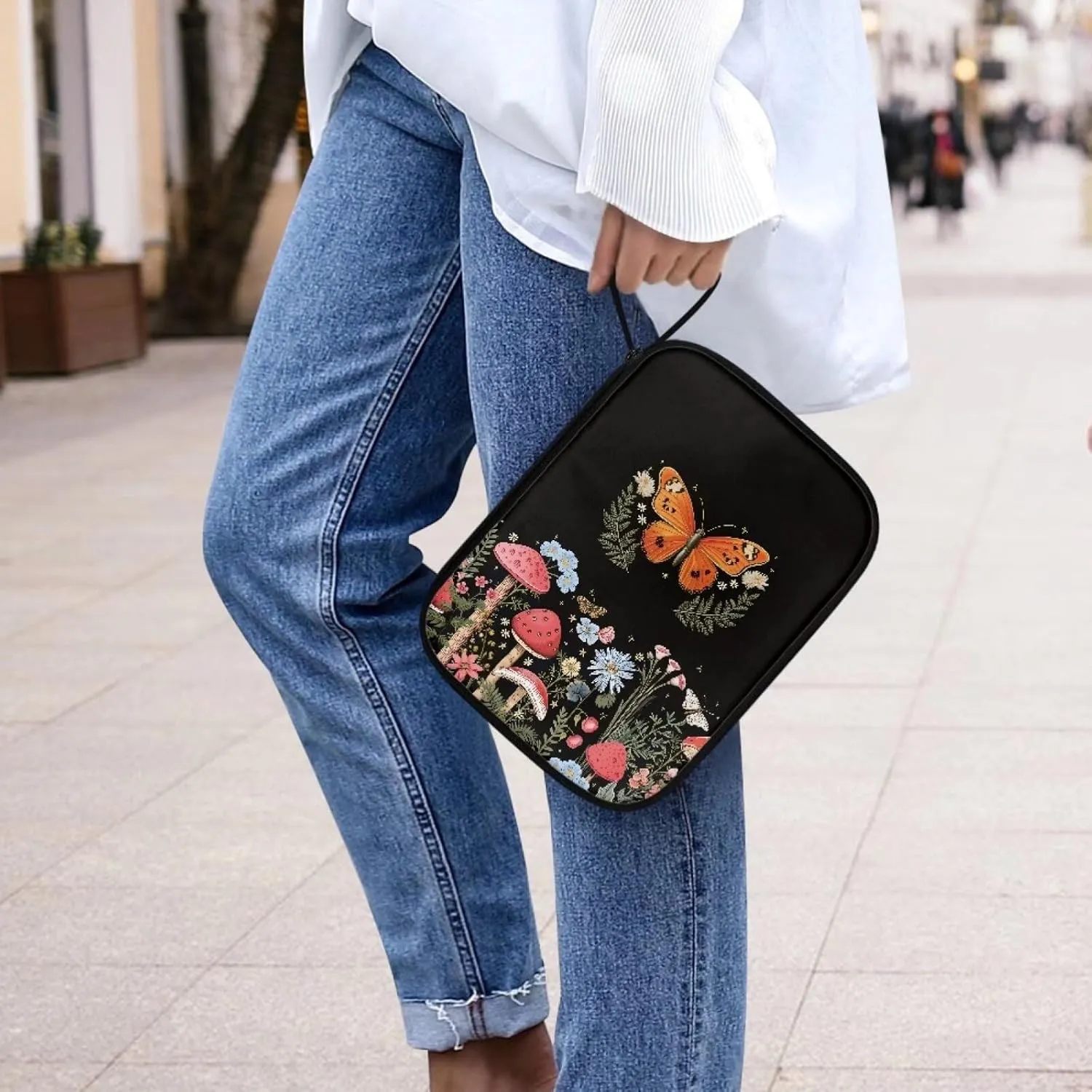 Daisy Mushroom Watch Band Storage Case for Watch Bands, Portable Organizer Bag Hold 12 Watch Straps Compatible with Smartwatch Band and Other Accessories