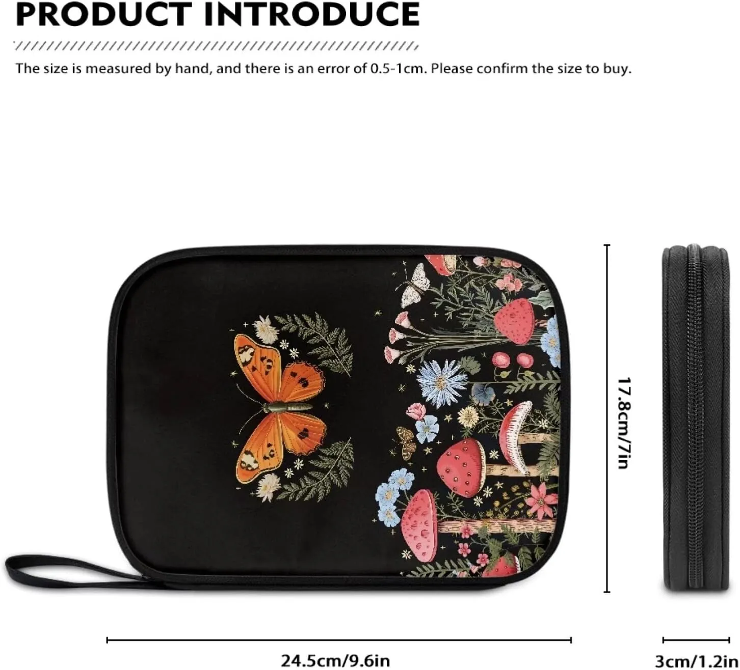 Daisy Mushroom Watch Band Storage Case for Watch Bands, Portable Organizer Bag Hold 12 Watch Straps Compatible with Smartwatch Band and Other Accessories