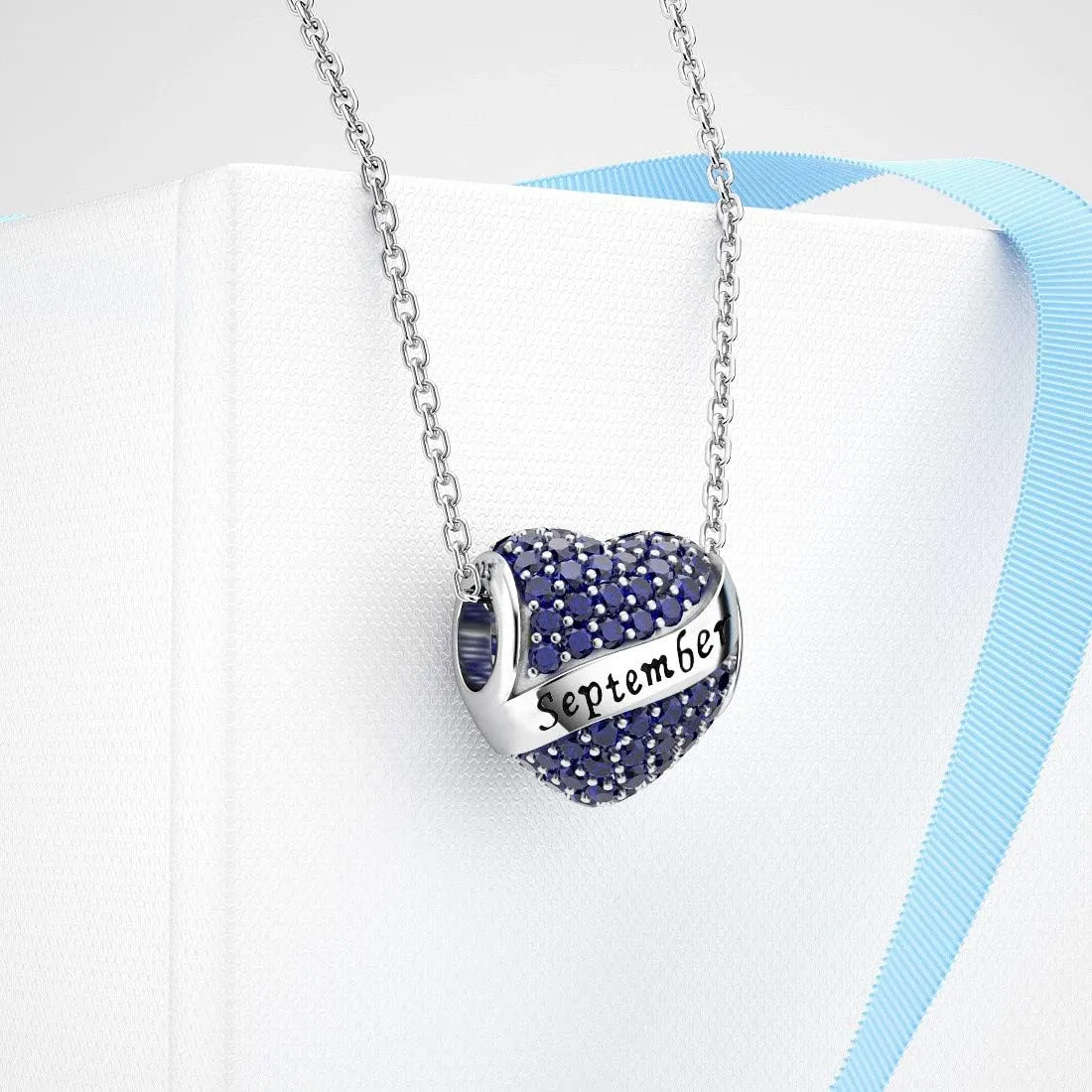 DALARAN Birthstone Charms for Charms Bracelet 925 Sterling Silver Heart Bead Happy Birthday Charms for Women