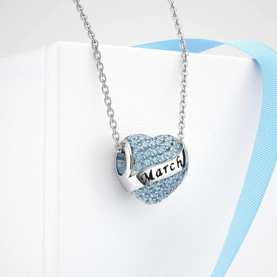 DALARAN Birthstone Charms for Charms Bracelet 925 Sterling Silver Heart Bead Happy Birthday Charms for Women