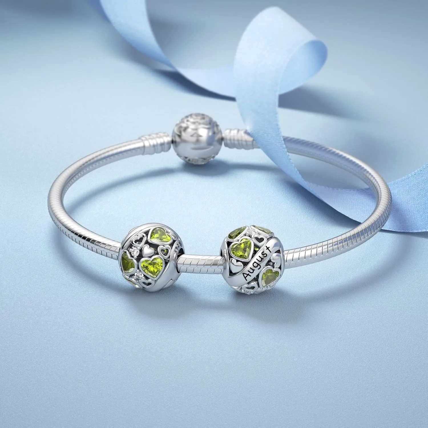 DALARAN Birthstone Charms for Charms Bracelet 925 Sterling Silver Heart Bead Happy Birthday Charms for Women