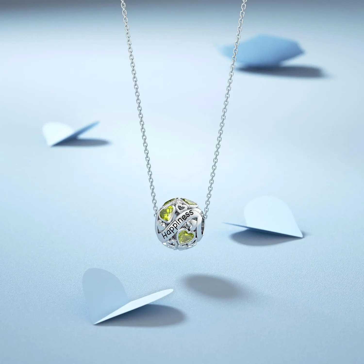 DALARAN Birthstone Charms for Charms Bracelet 925 Sterling Silver Heart Bead Happy Birthday Charms for Women