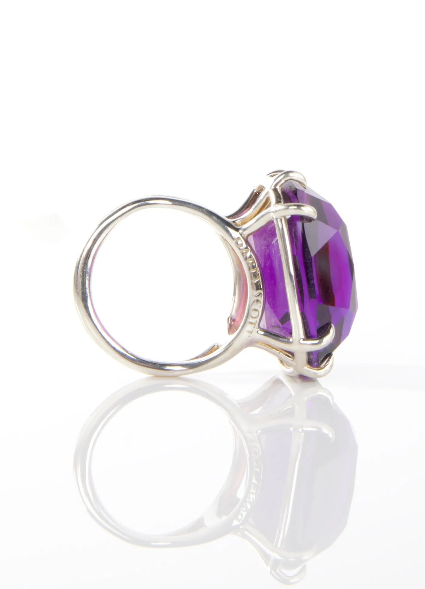 Dark Amethyst Sterling Cocktail Ring, 34 Carat Cushion Cut