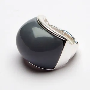 Dark Grey Curved Face Ring