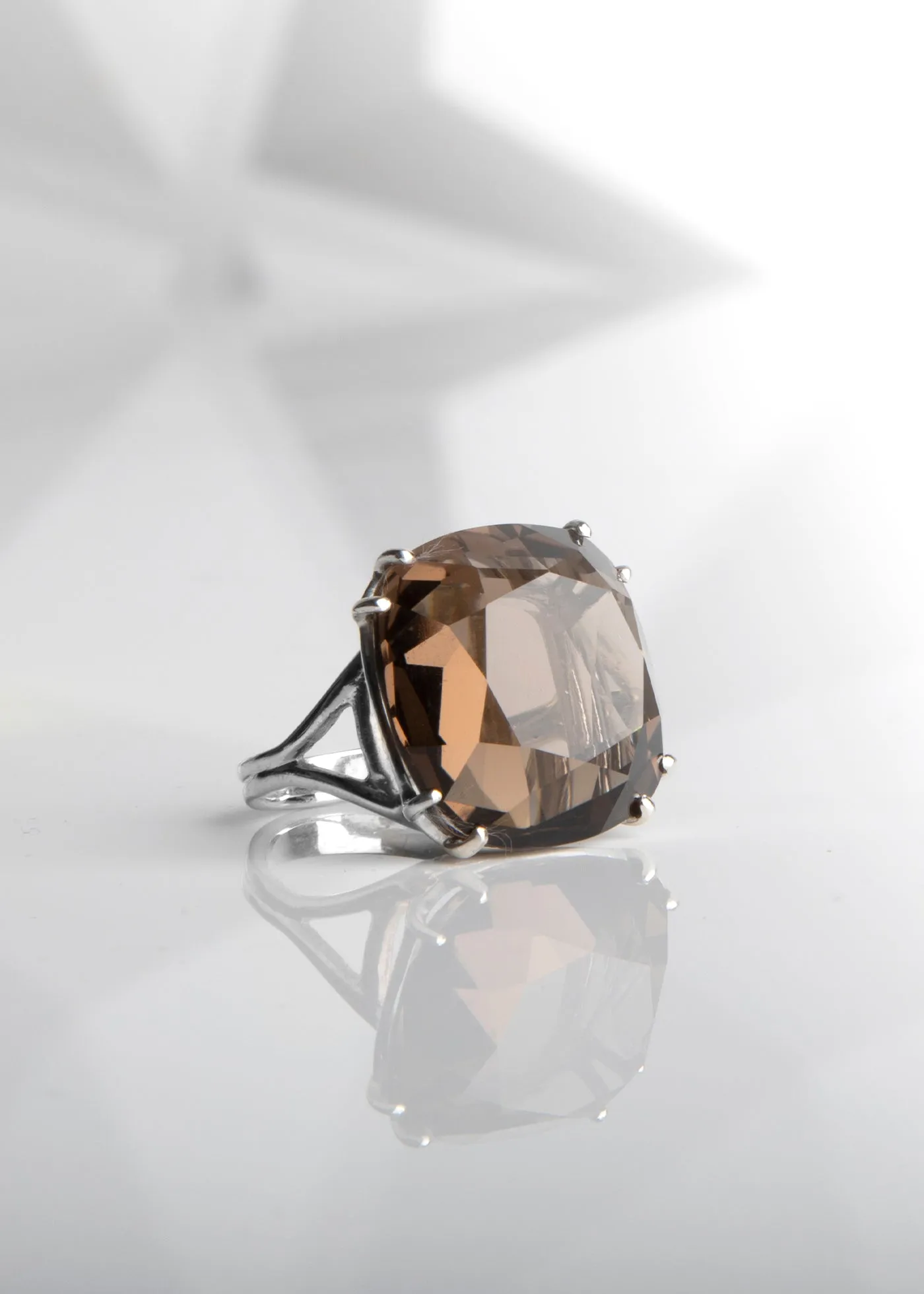Dark Topaz Sterling Cocktail Ring, 34 Carat Cushion Cut