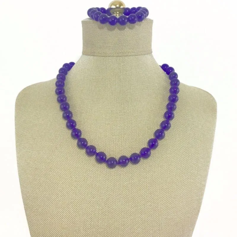Dark Violet Purple Carnelian Beaded Women's Necklace.