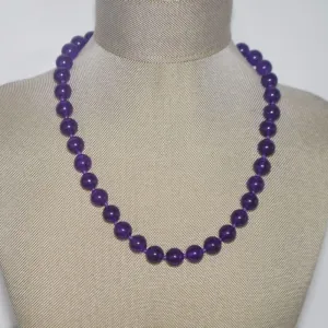 Dark Violet Purple Carnelian Beaded Women's Necklace.