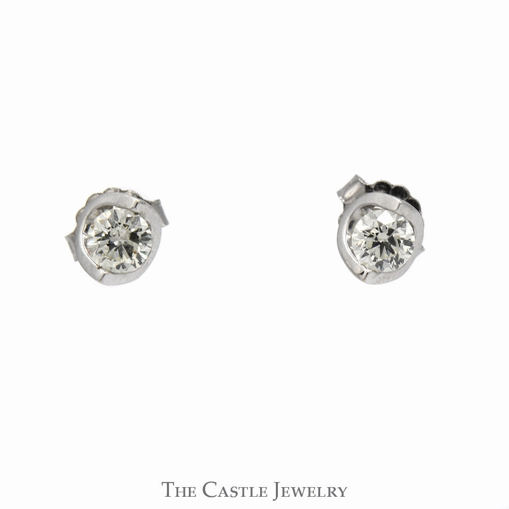 Classic Style 1/2cttw Tension Set Diamond Stud Earrings in 14k White Gold