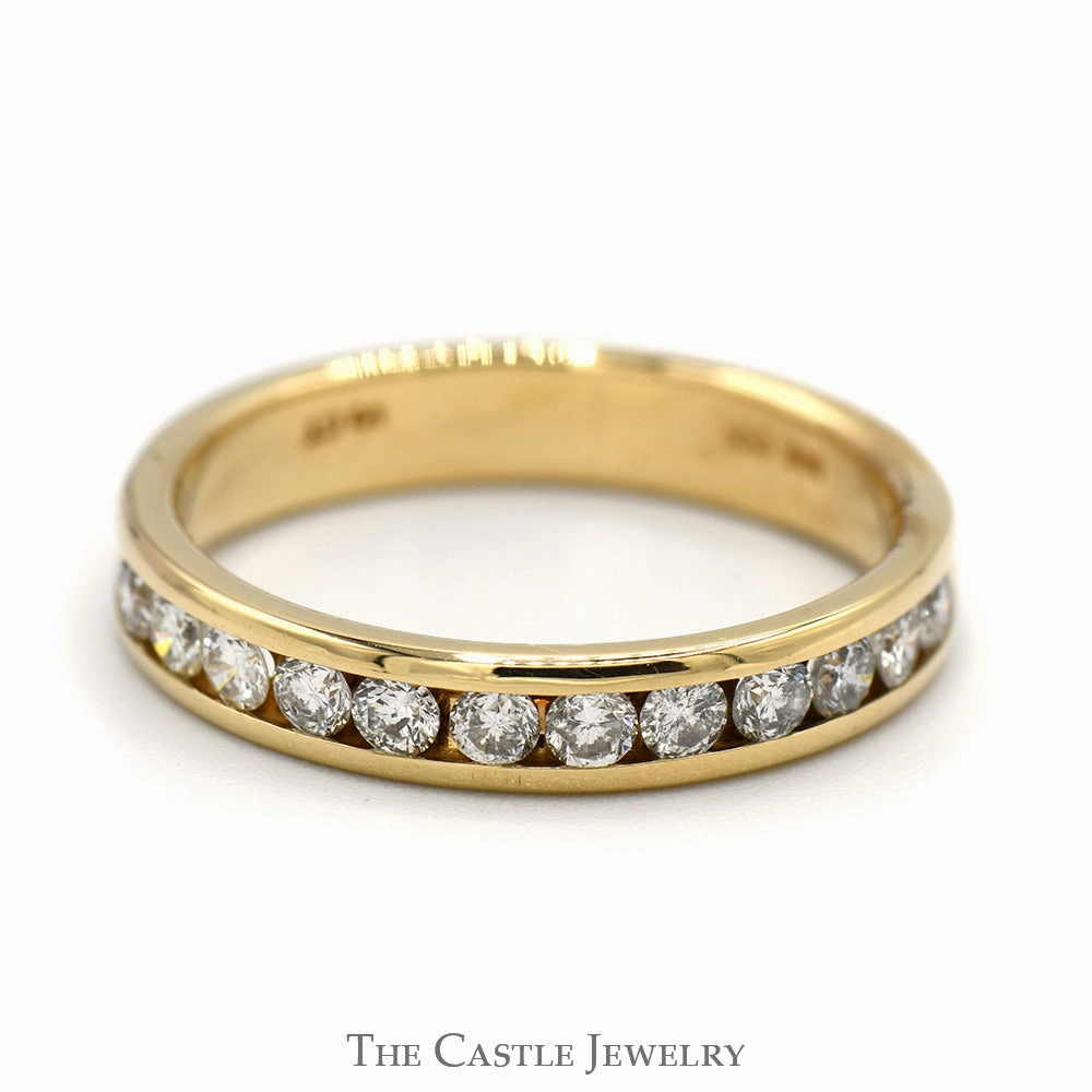1/2cttw Round Channel Set Diamond Wedding Band in 14k Yellow Gold - Size 7.5 Handcrafted Symbol