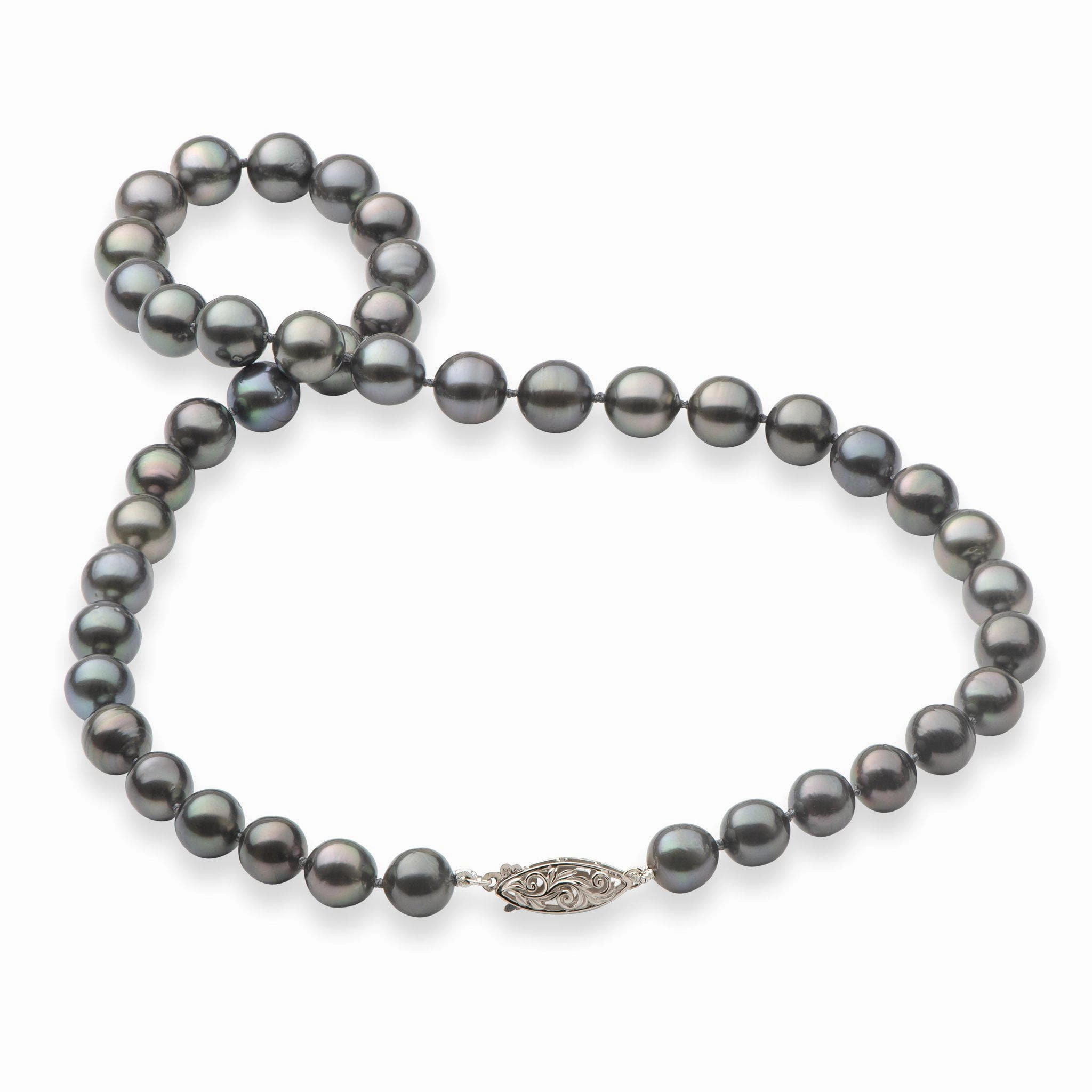 Minimal Glow Chic Glimmer 18-19" Tahitian Black Pearl Strand with White Gold Clasp - 8-11mm