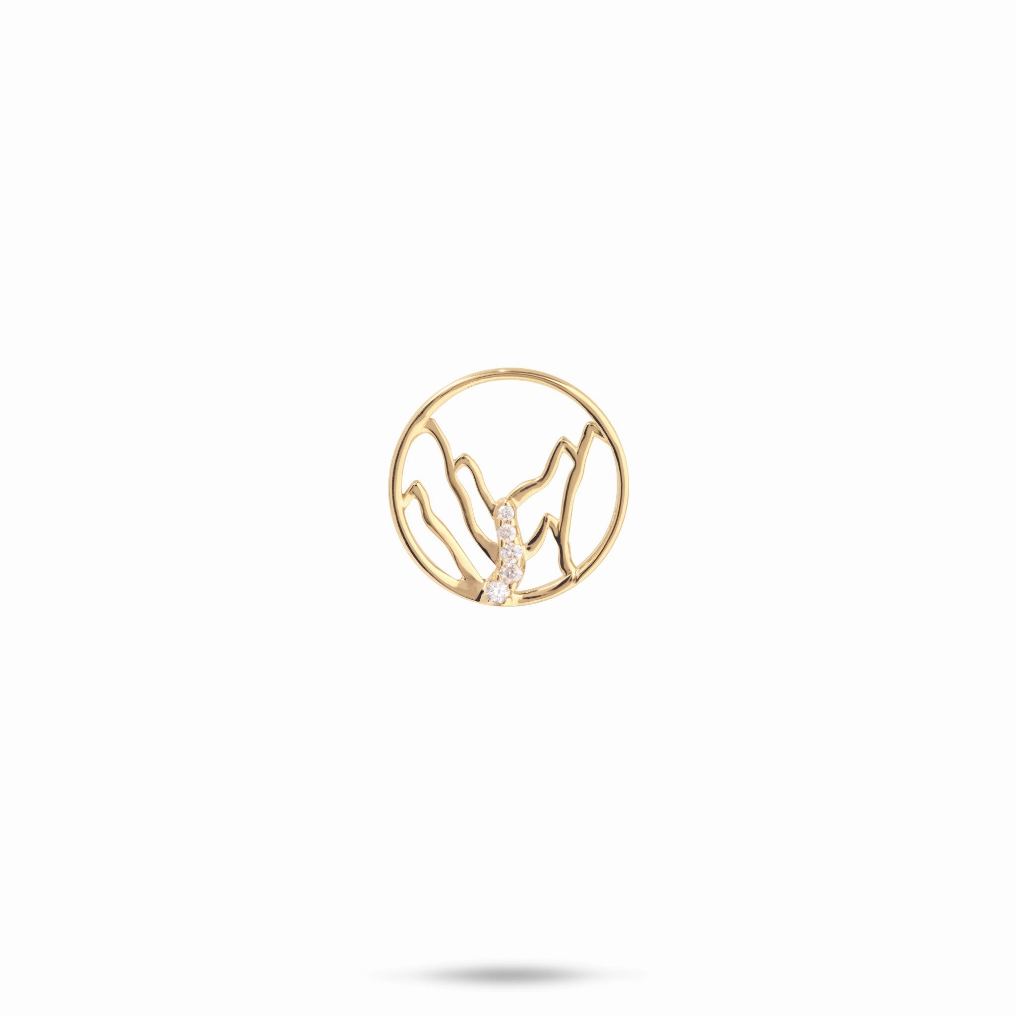 Fashionable Style Ko?olau Waterfall Pendant in Gold with Diamonds - 13mm