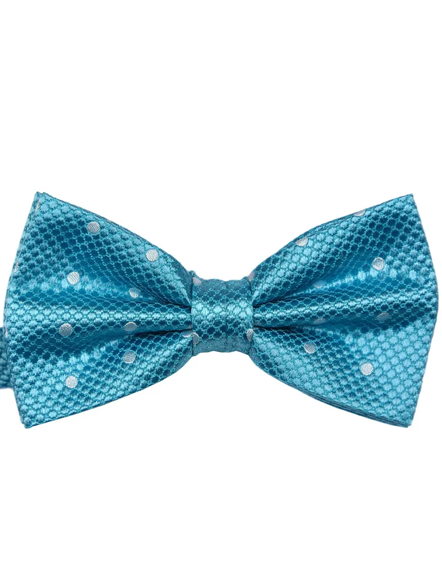 DÉCLIC Classic Spot Bow Tie - Aqua/White