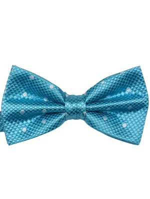 DÉCLIC Classic Spot Bow Tie - Aqua/White