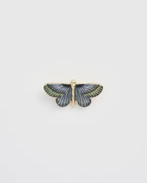 Deco Butterfly Blue Brooch
