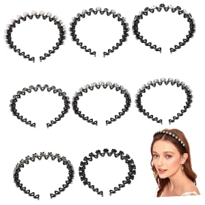 Decorative Plastic Headbands for Women 8 Pack Pearl Hair Band Thin Headbands for Hair Accessories