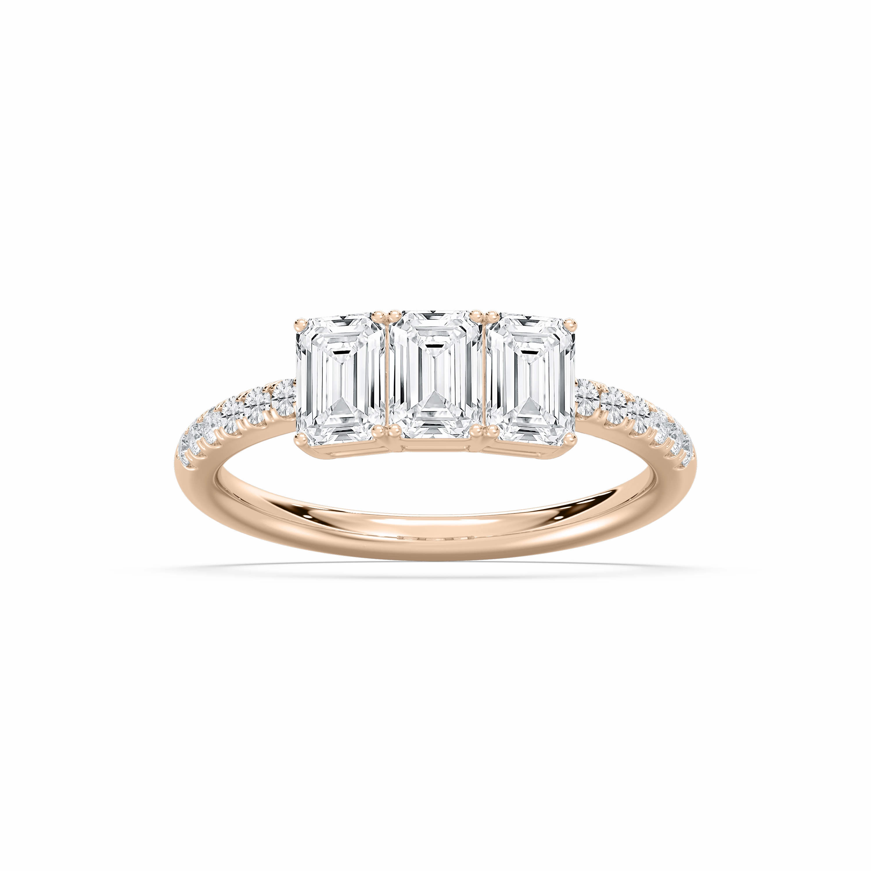 Delaney 1 ? ctw Emerald and Round Lab Grown Diamond Classic Three Stone Engagement Ring Signature Style Professional Cleaning