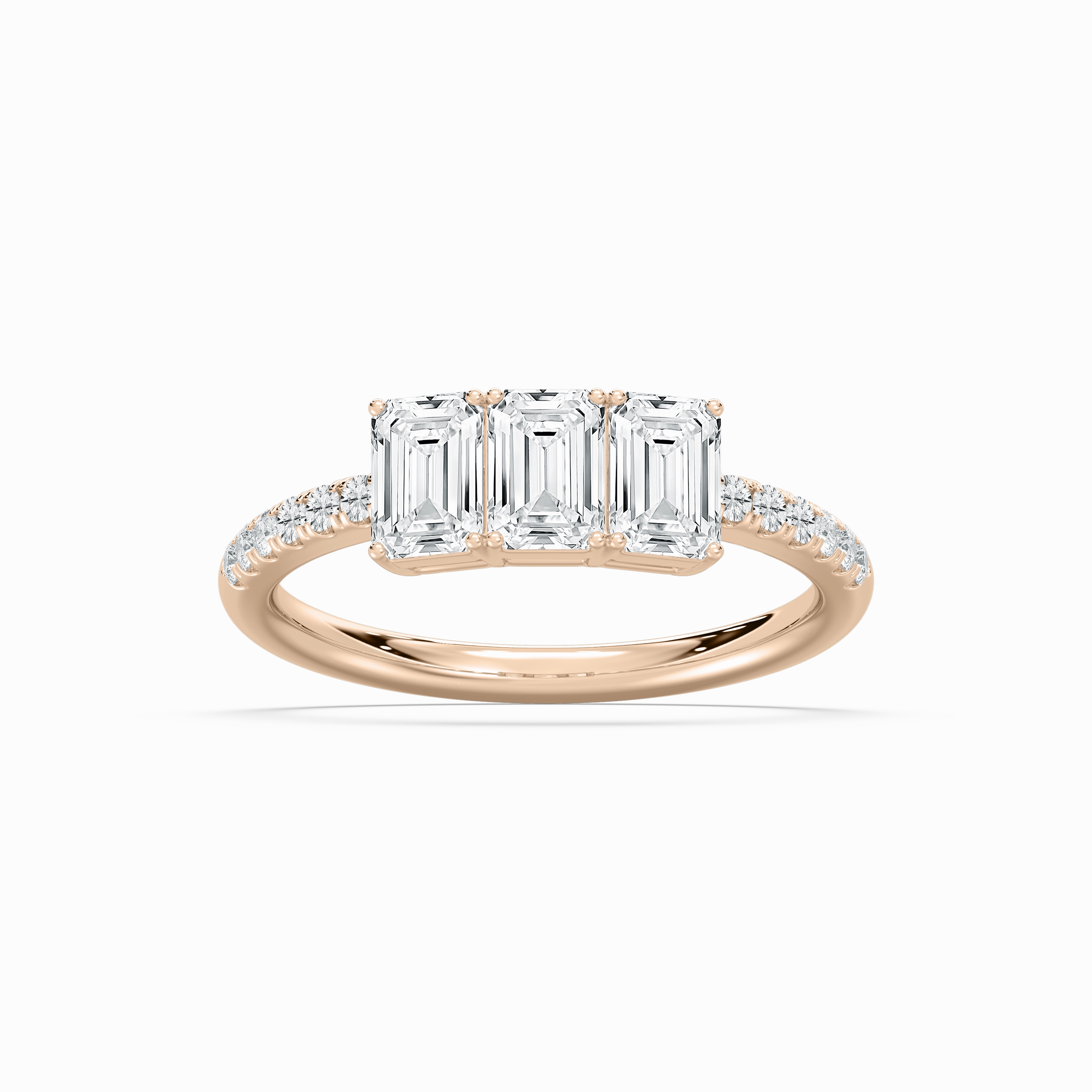 Traditional Art Delaney 1 ? ctw Emerald and Round Lab Grown Diamond Classic Three Stone Engagement Ring