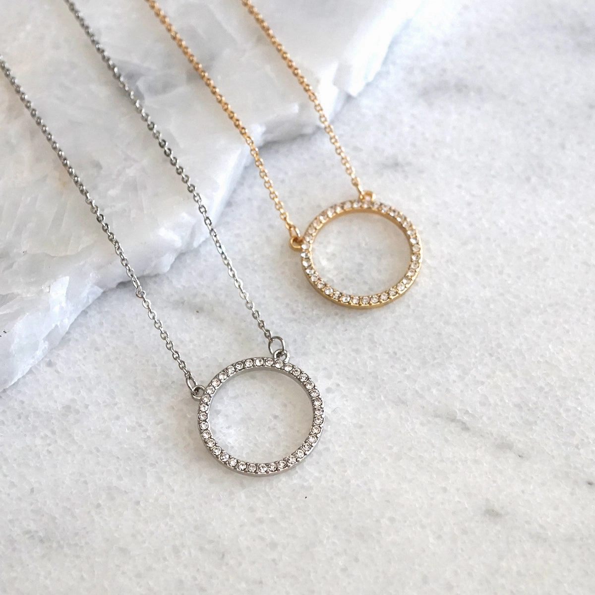 Anniversary Present Delicate Crystal Circle Necklace