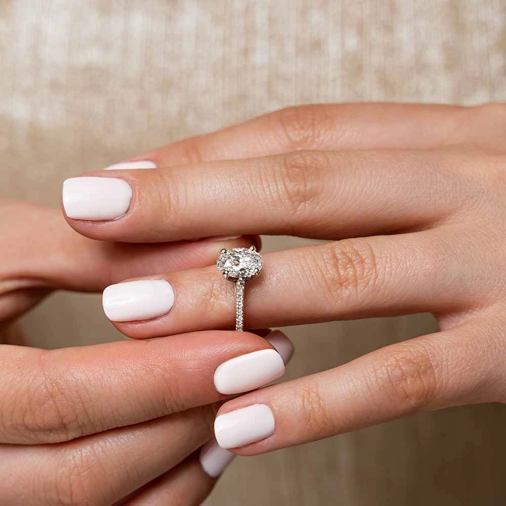 Eliana Lab Grown Diamond Idyllic Pave Side Stone Engagement Ring Minimal Pop