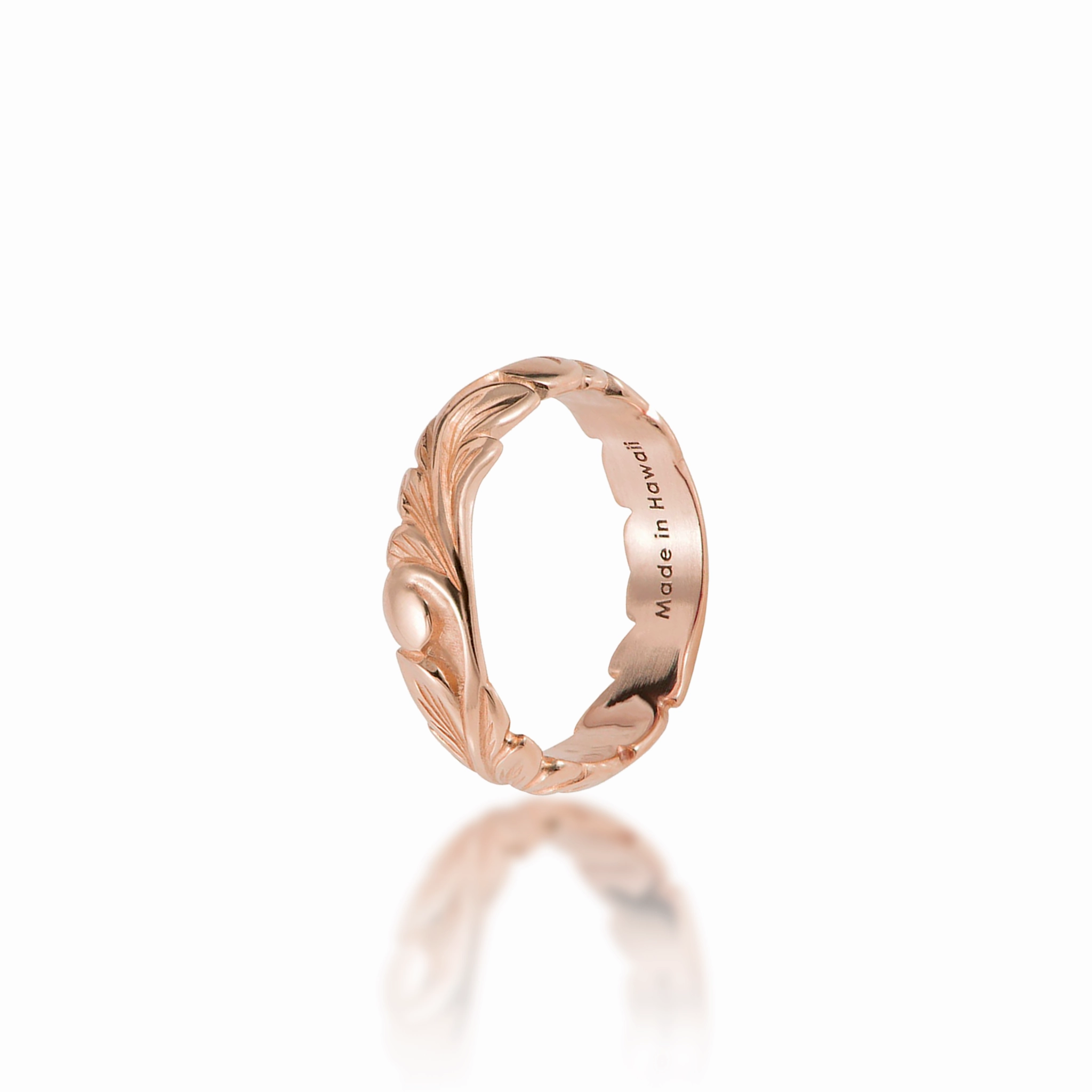 Hawaiian Heirloom Old English Scroll Ring in Rose Gold - 4.5mm Sleek Look