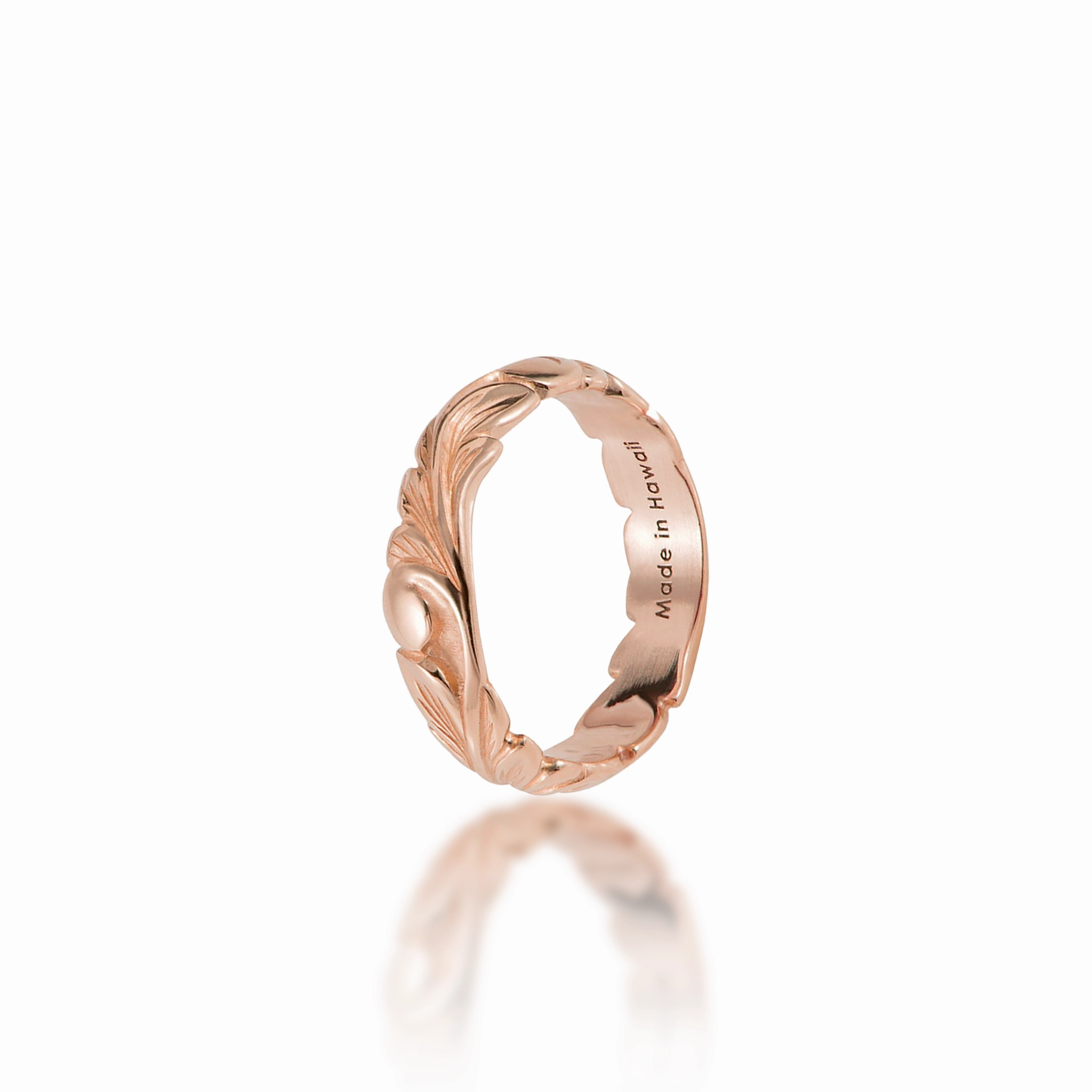 Trendy Style Hawaiian Heirloom Old English Scroll Ring in Rose Gold - 4.5mm