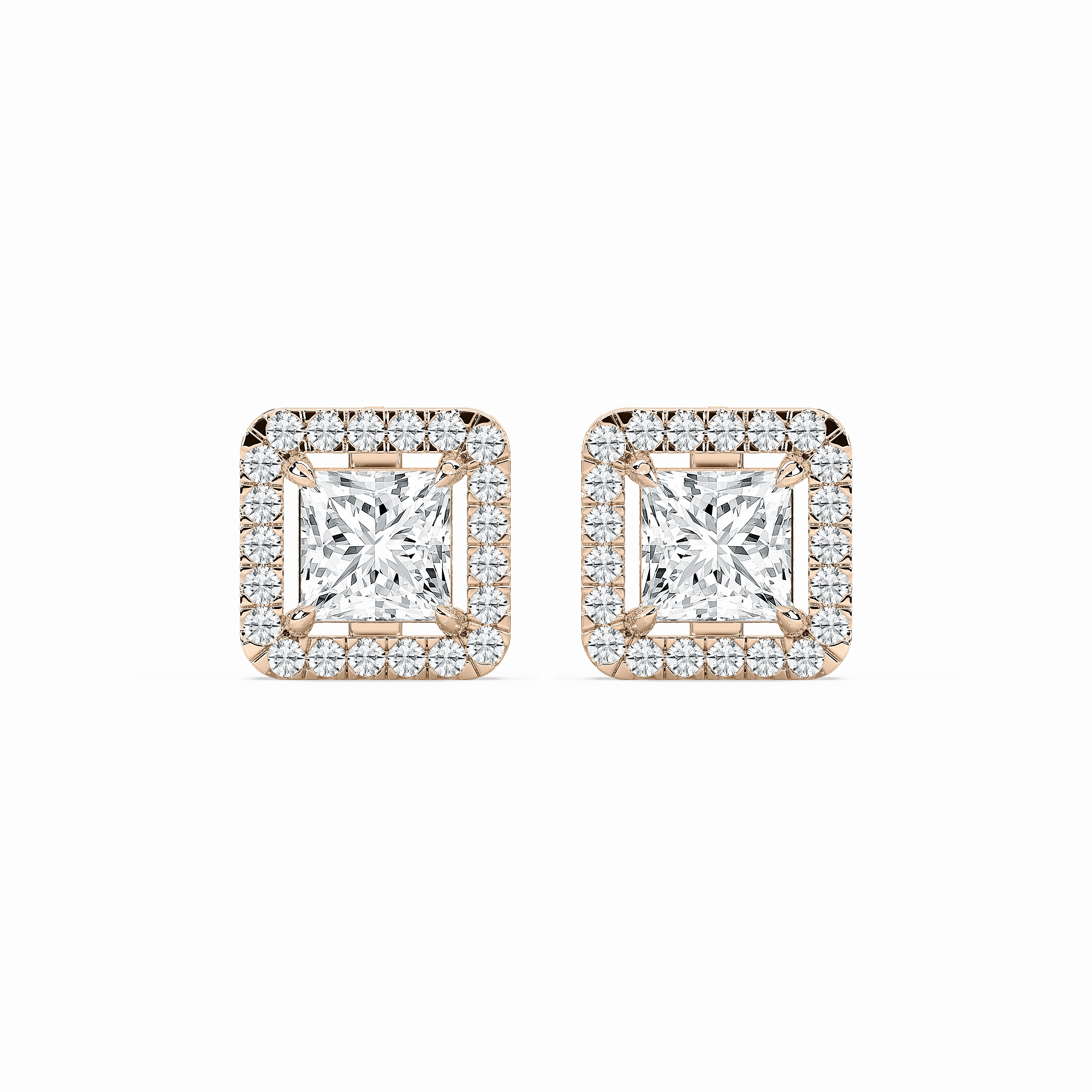 Radiant Aesthetic 2 ? ctw Princess Lab Grown Diamond Halo Stud Earrings