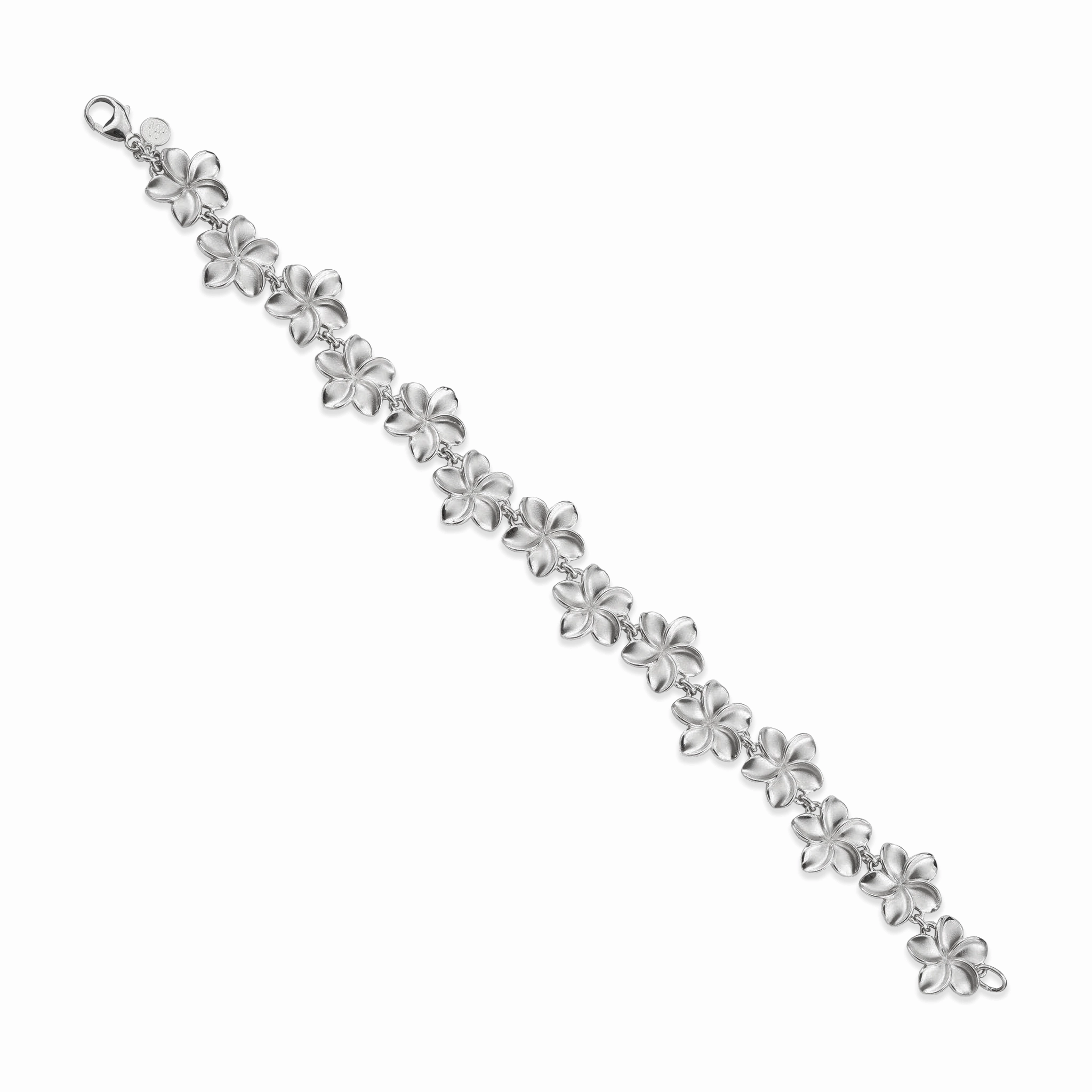 Chic Finish Polished Jewelry 7.75-8" Plumeria Bracelet in Sterling Silver - 13mm