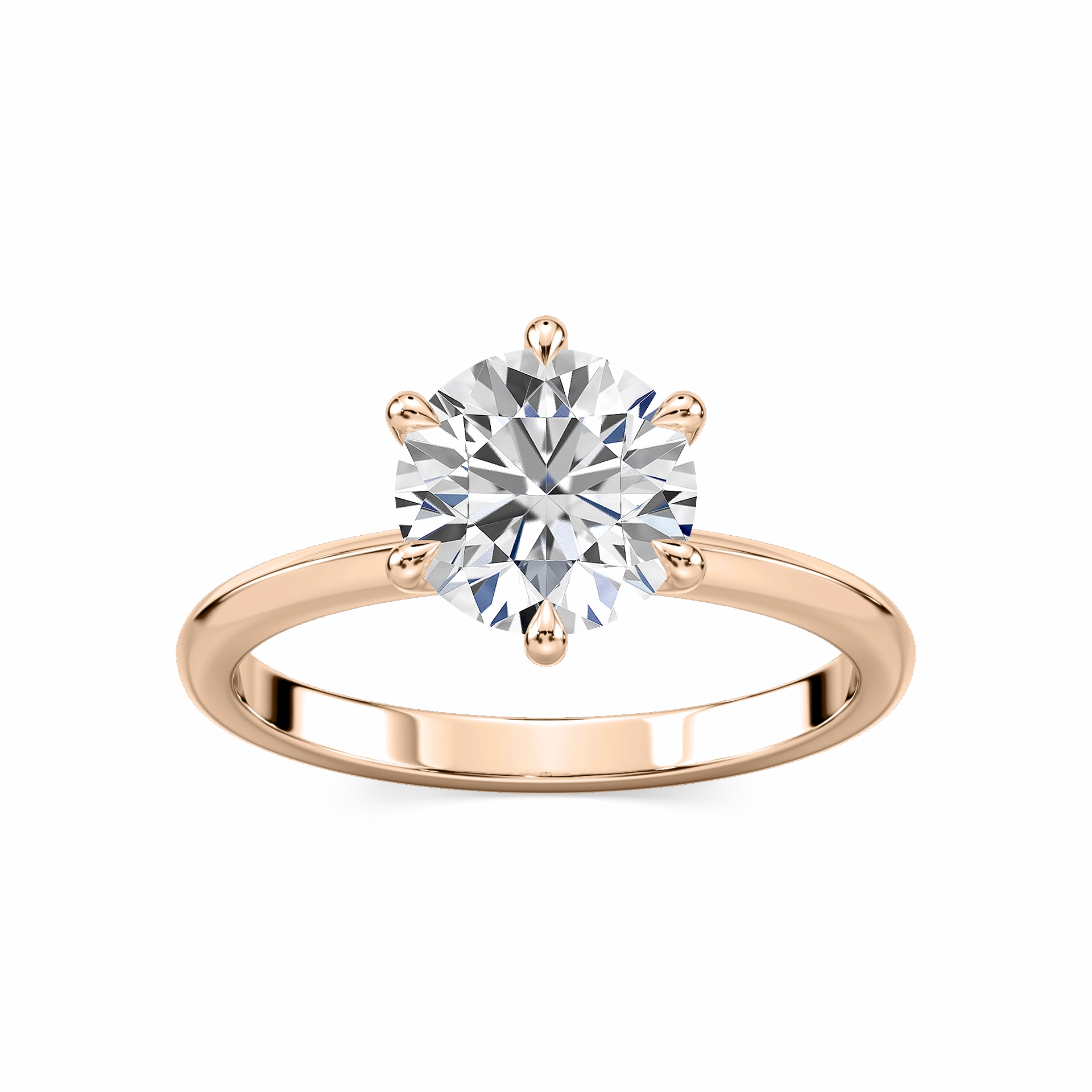 Alma Round Lab Grown Diamond Knife Edge Solitaire Engagement Ring Gala Accent