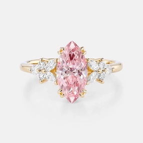 Classic Style Distinctive Style Pieces Marquise Lab Pink Diamond Cluster Engagement Ring - Arbor