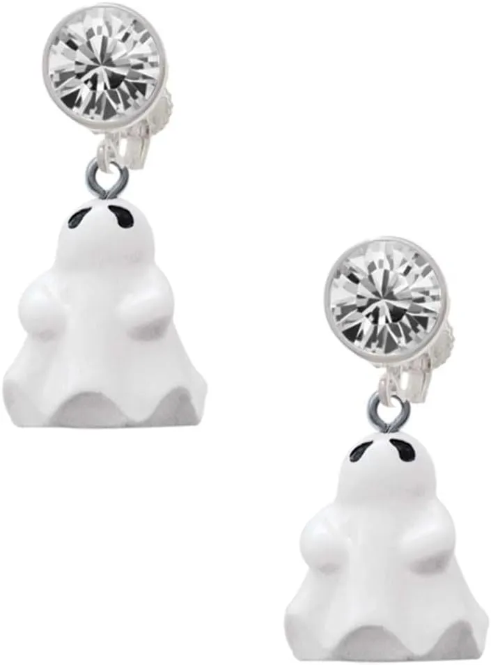 Delight Jewelry Resin Ghost - Large Crystal Clip on Earrings