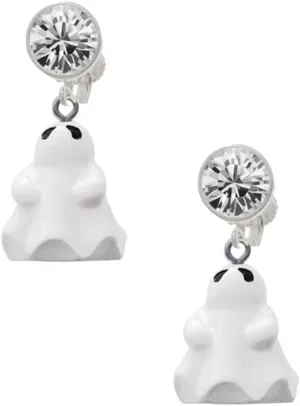 Delight Jewelry Resin Ghost - Large Crystal Clip on Earrings