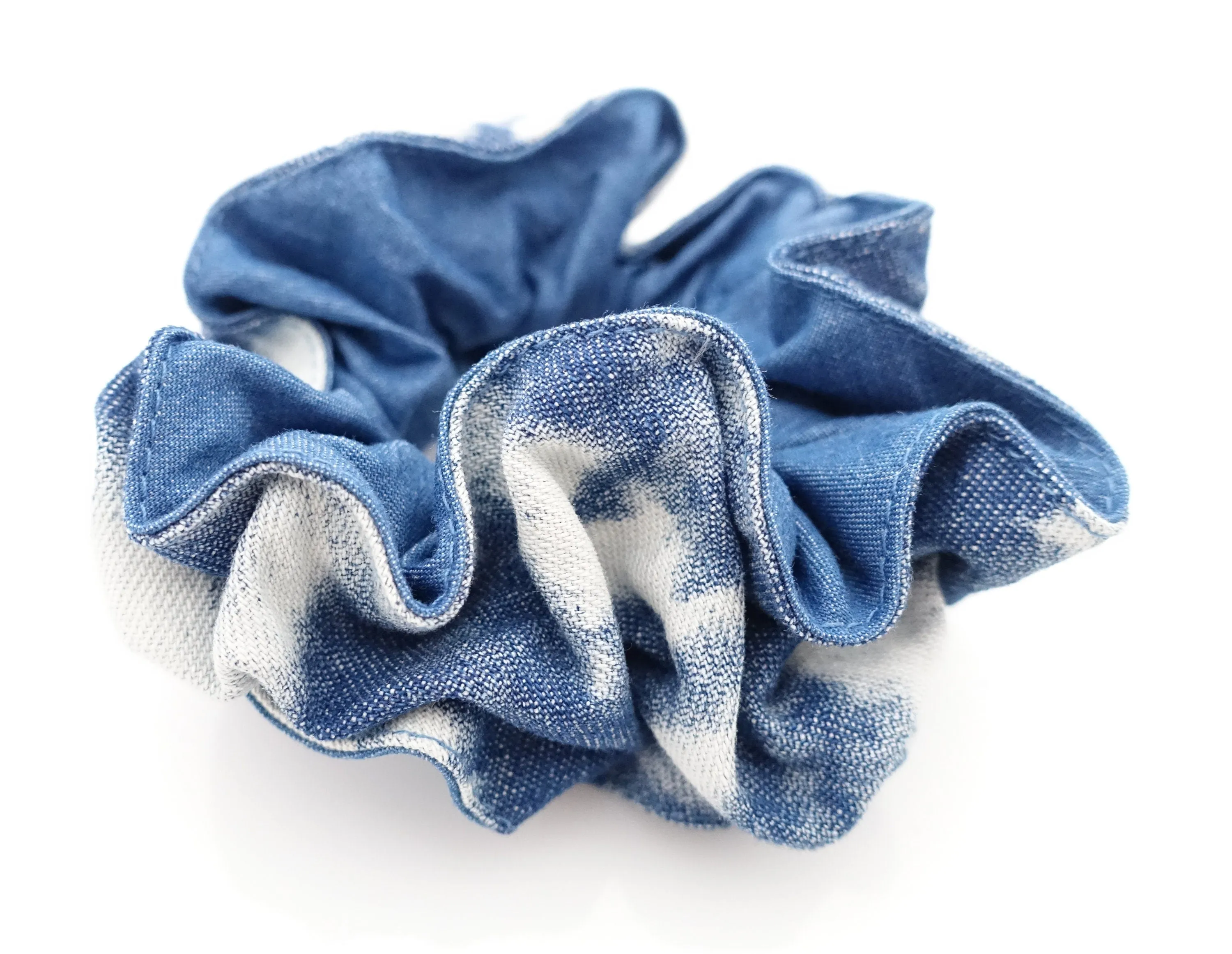 denim edge trim pattern print scrunchy cotton hair scrunchies for women