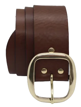 Designer Leather Belt Brass Oval 2 Inch