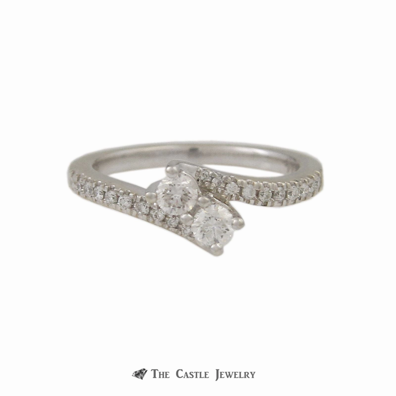 Artistic Creation Exquisite Embellishment Ever Us .50cttw Diamond Two Stone Ring with Round Brilliant Cut Diamond Sides
