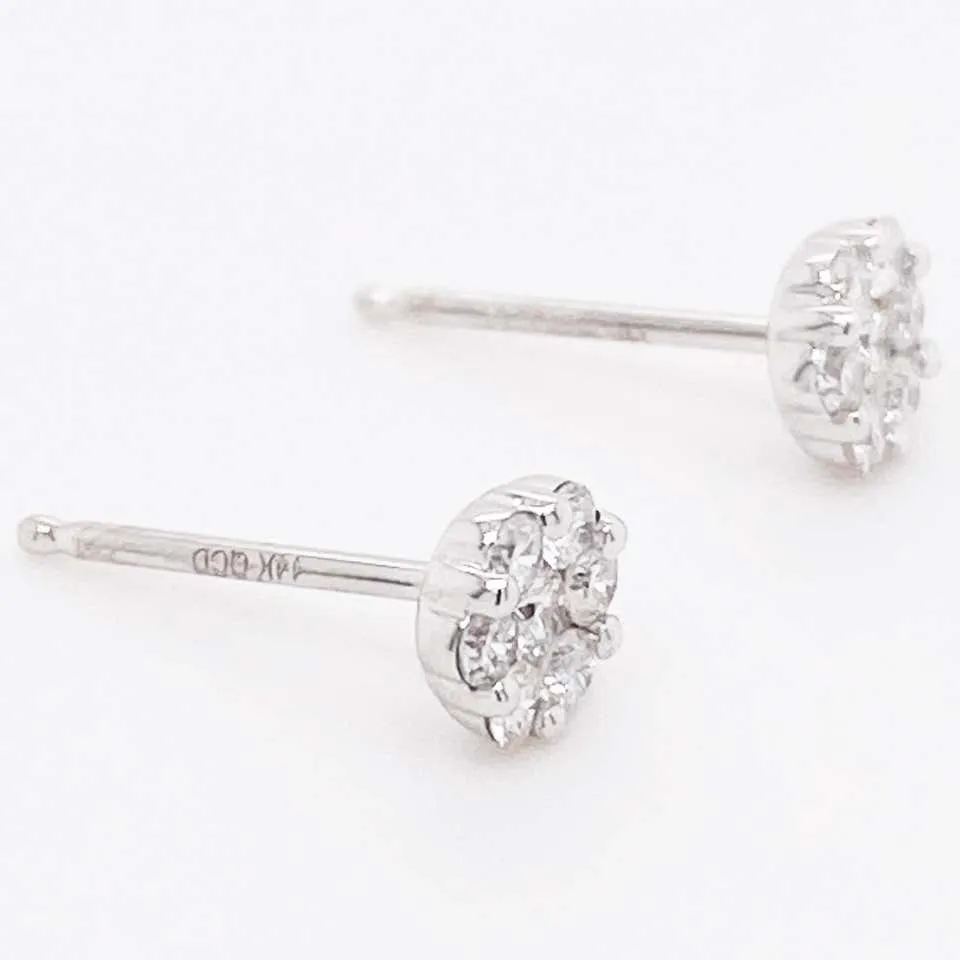 Diamond Cluster Stud Earrings