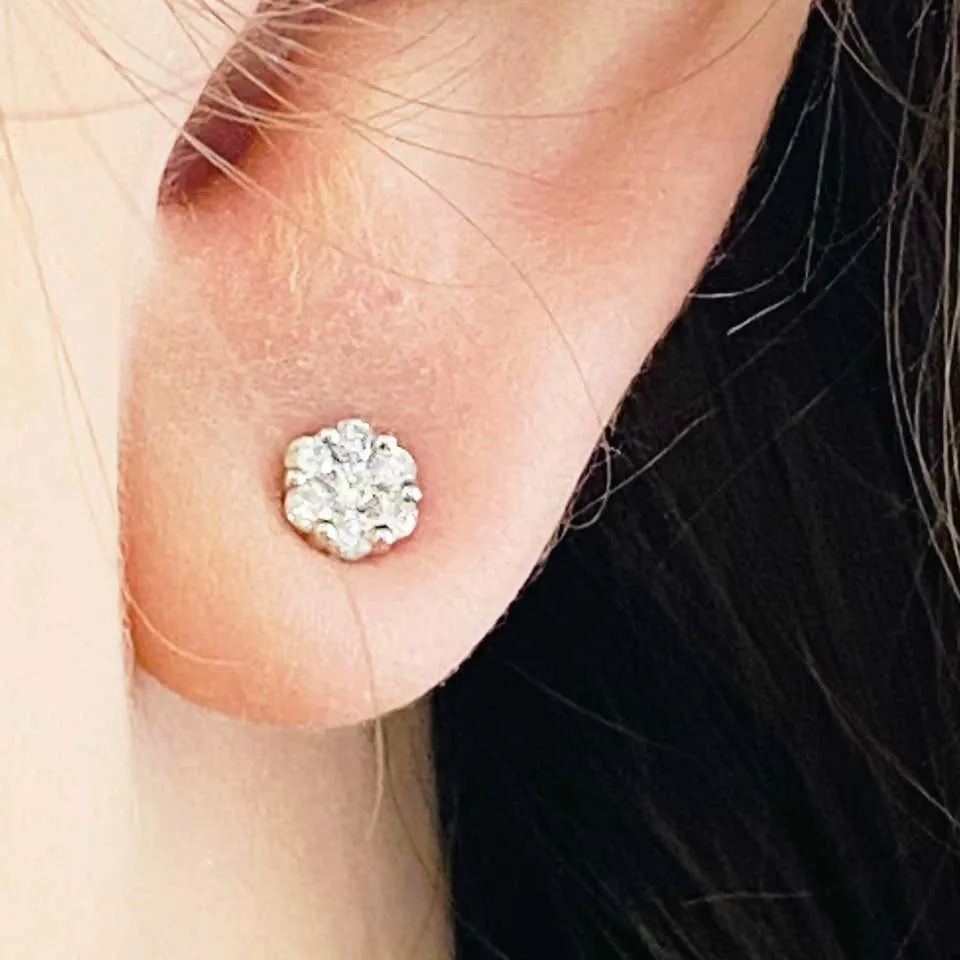 Diamond Cluster Stud Earrings