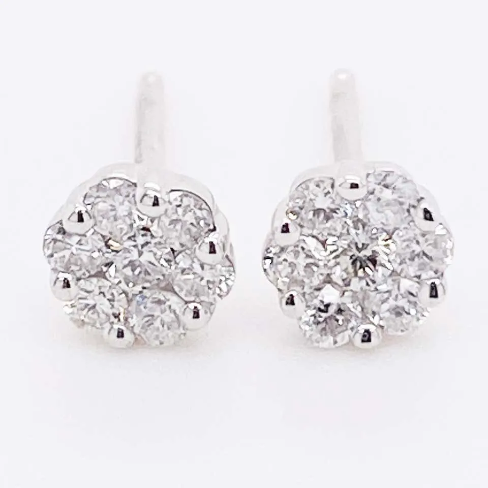 Diamond Cluster Stud Earrings