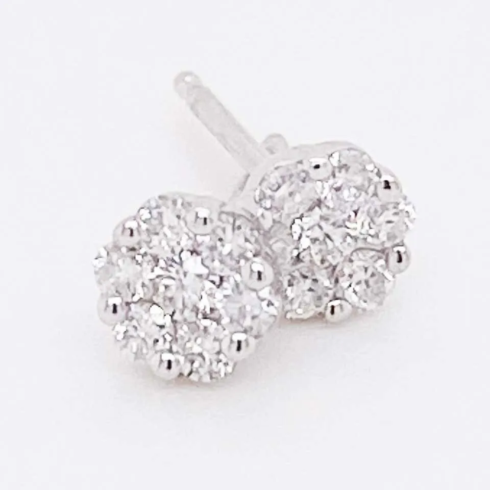 Diamond Cluster Stud Earrings