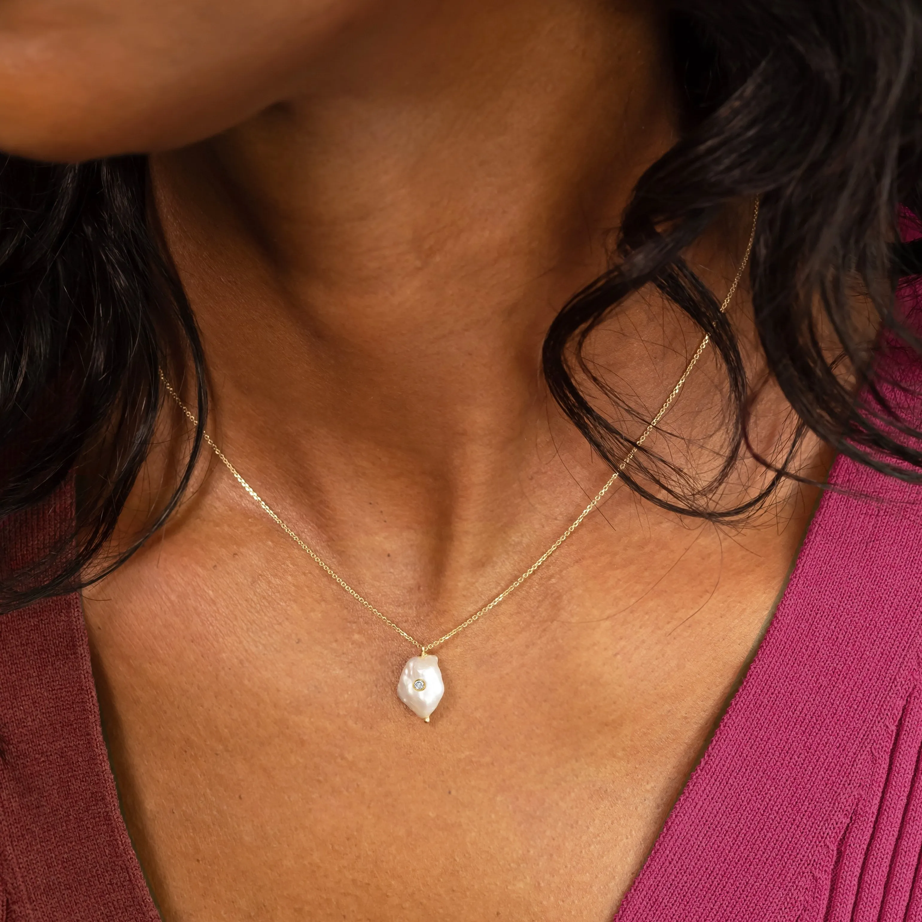Diamond Set Baby Baroque Necklace