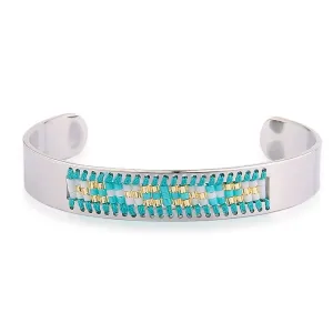 Diamond Shaman's Eye Turquoise and Gold Seed Tribal Bead Bangle