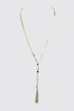 Disc Chain With Tassel Y Shape Necklace